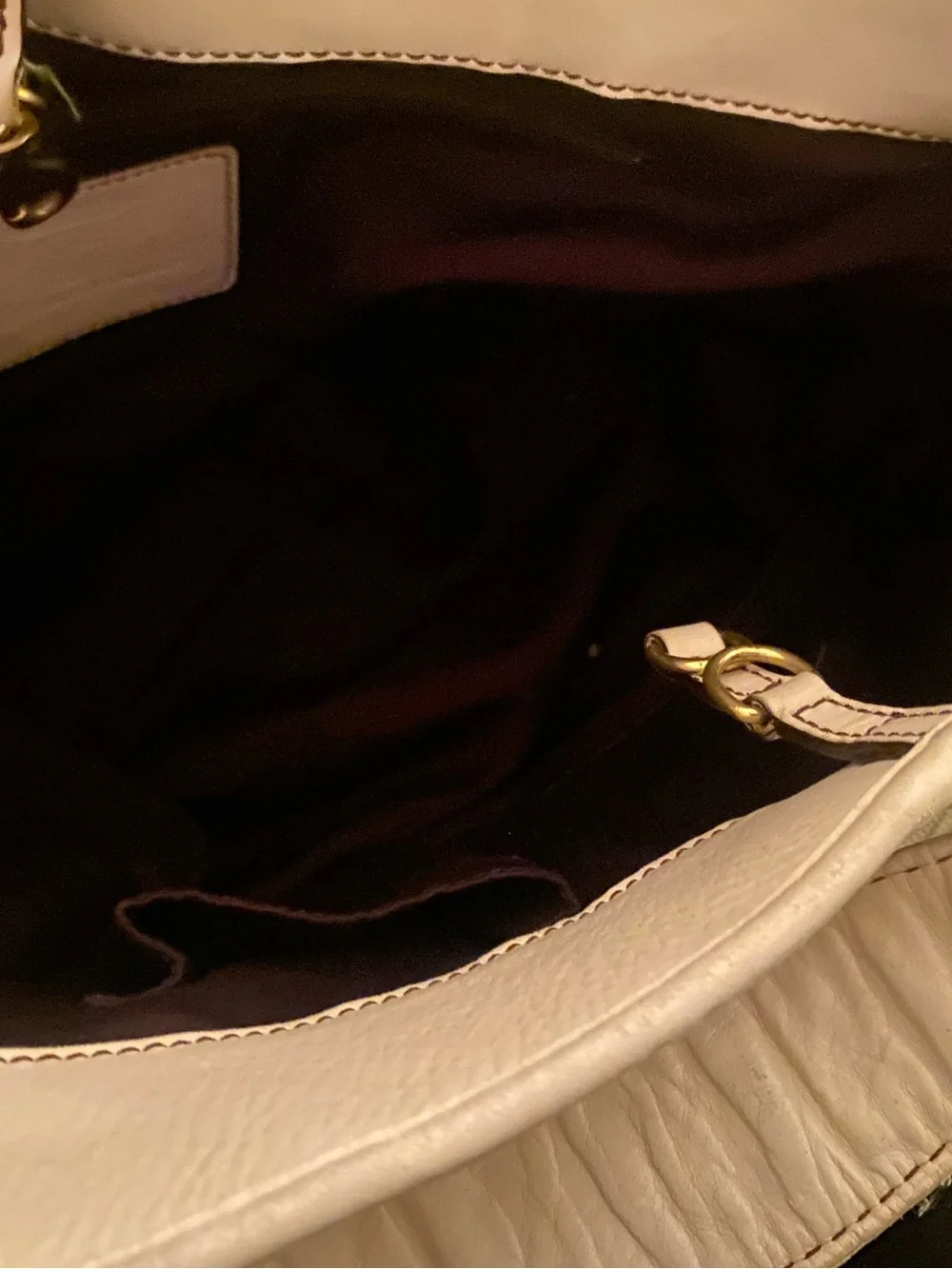 Coach Cream Patterned Hobo Shoulder Bag with Gold Hardware